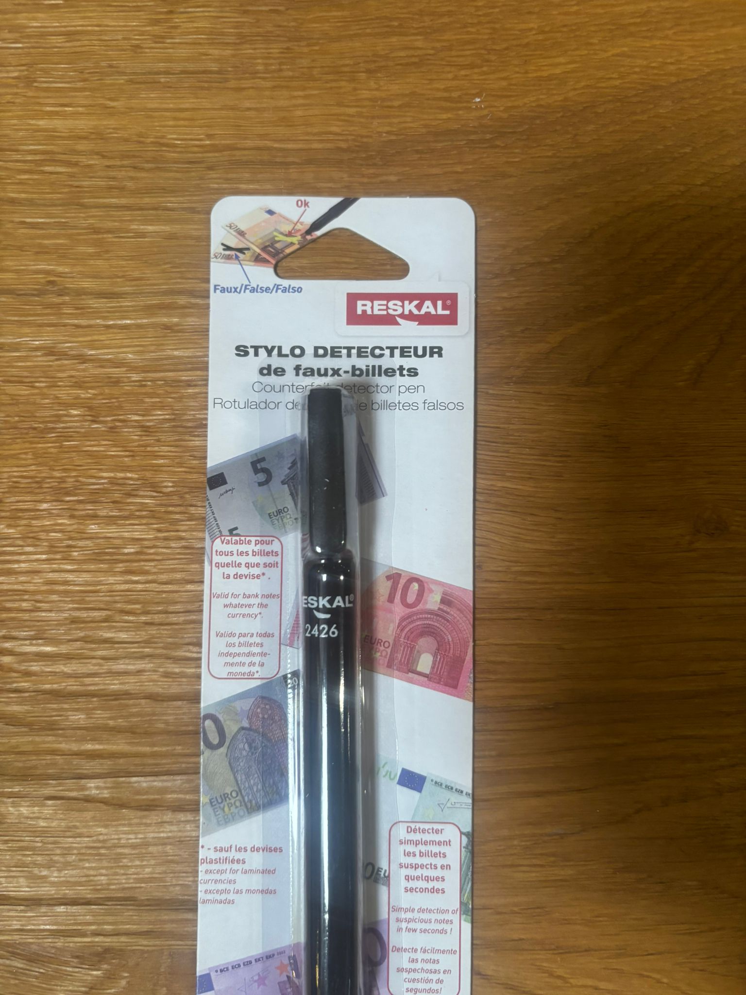 Stylo détecteur de faux billets Reskal