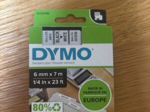 Ruban d’étiquettes Dymo LabelManager D1 noir sur blanc – 6 mm x 7 m