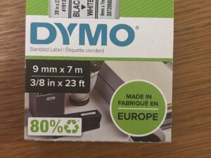 Ruban d’étiquettes Dymo LabelManager D1 noir sur blanc – 9 mm x 7 m