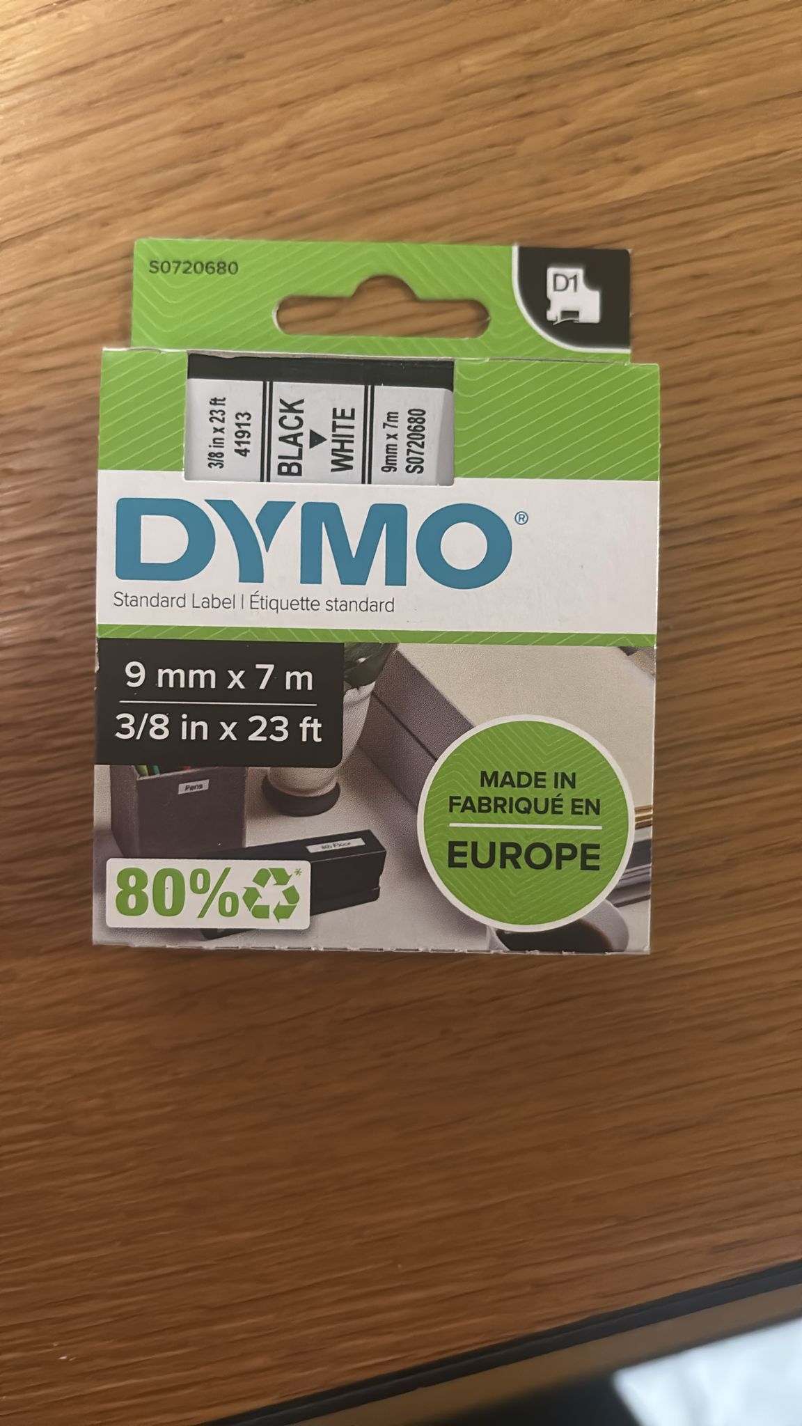 Ruban d’étiquettes Dymo LabelManager D1 noir sur blanc – 9 mm x 7 m