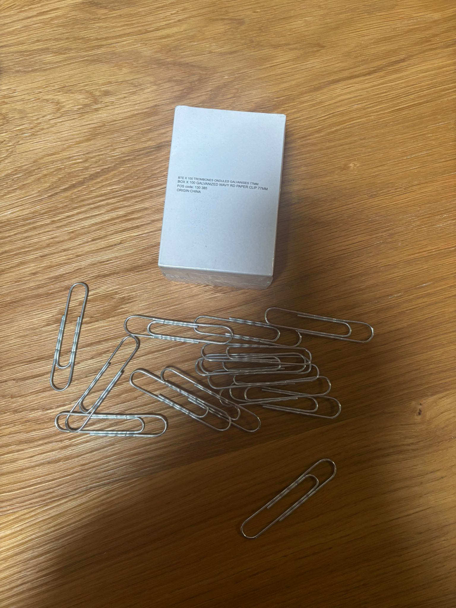 Trombones ondulés galvanisés – 77 mm – Boîte de 100