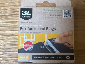 Boîte de 500 œillets de renforcement transparents 3L Office – Ø13 mm