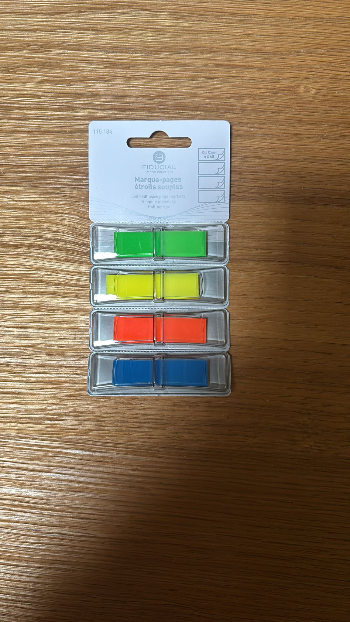 Marque‑pages repositionnables Fiducial 12 x 45 mm – Coloris assortis (Boîte de 160)