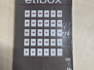 Boîte de 6500 étiquettes adhésives blanches Etibox – 38 x 21,2 mm – Coins droits