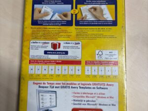 Boîte de 100 feuilles d’étiquettes laser Avery – 63,5 x 38,1 mm – 2100 étiquettes