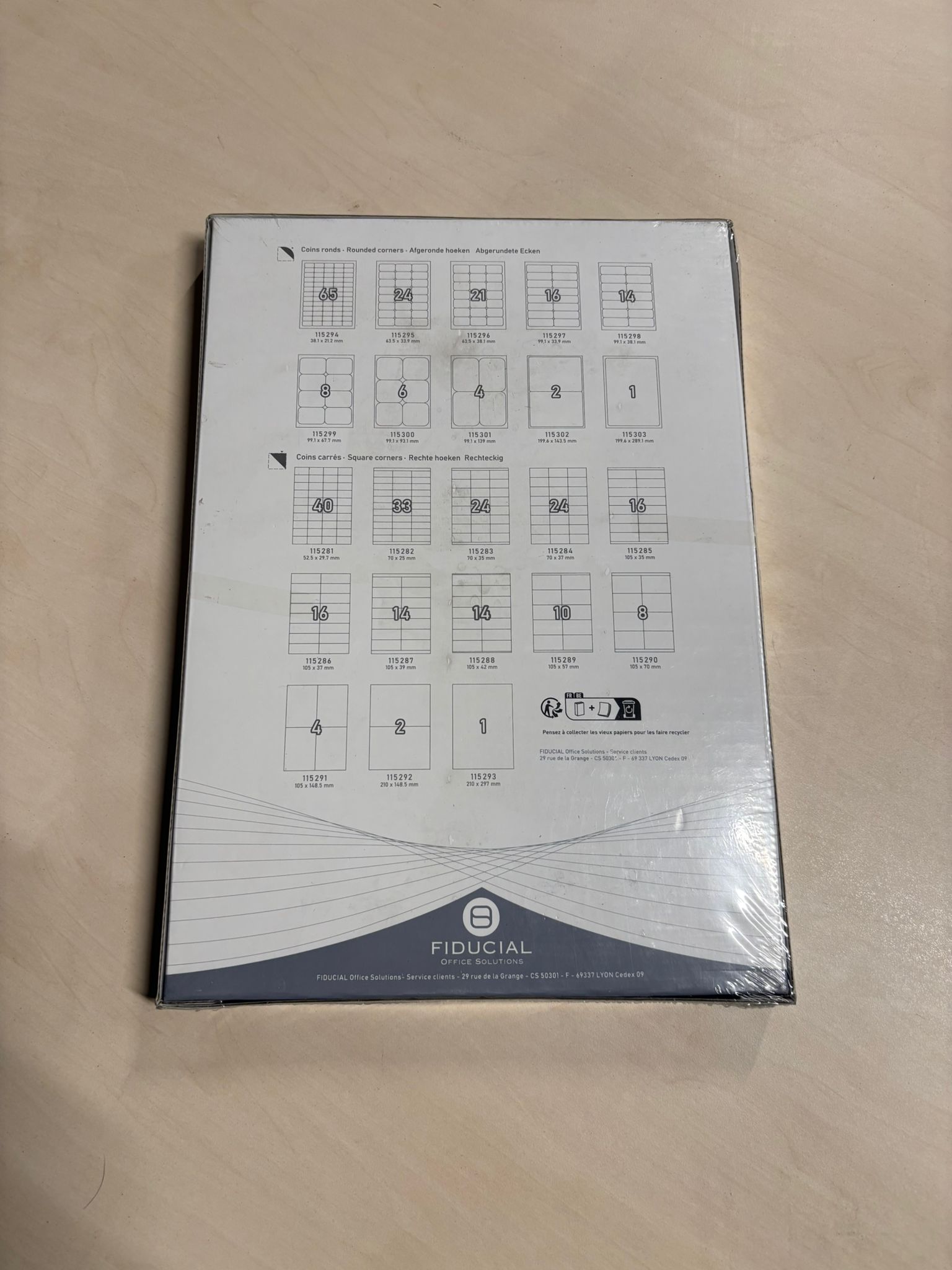 Pack de 100 feuilles d’étiquettes multi-usages Fiducial – 210 x 297 mm – Format A4