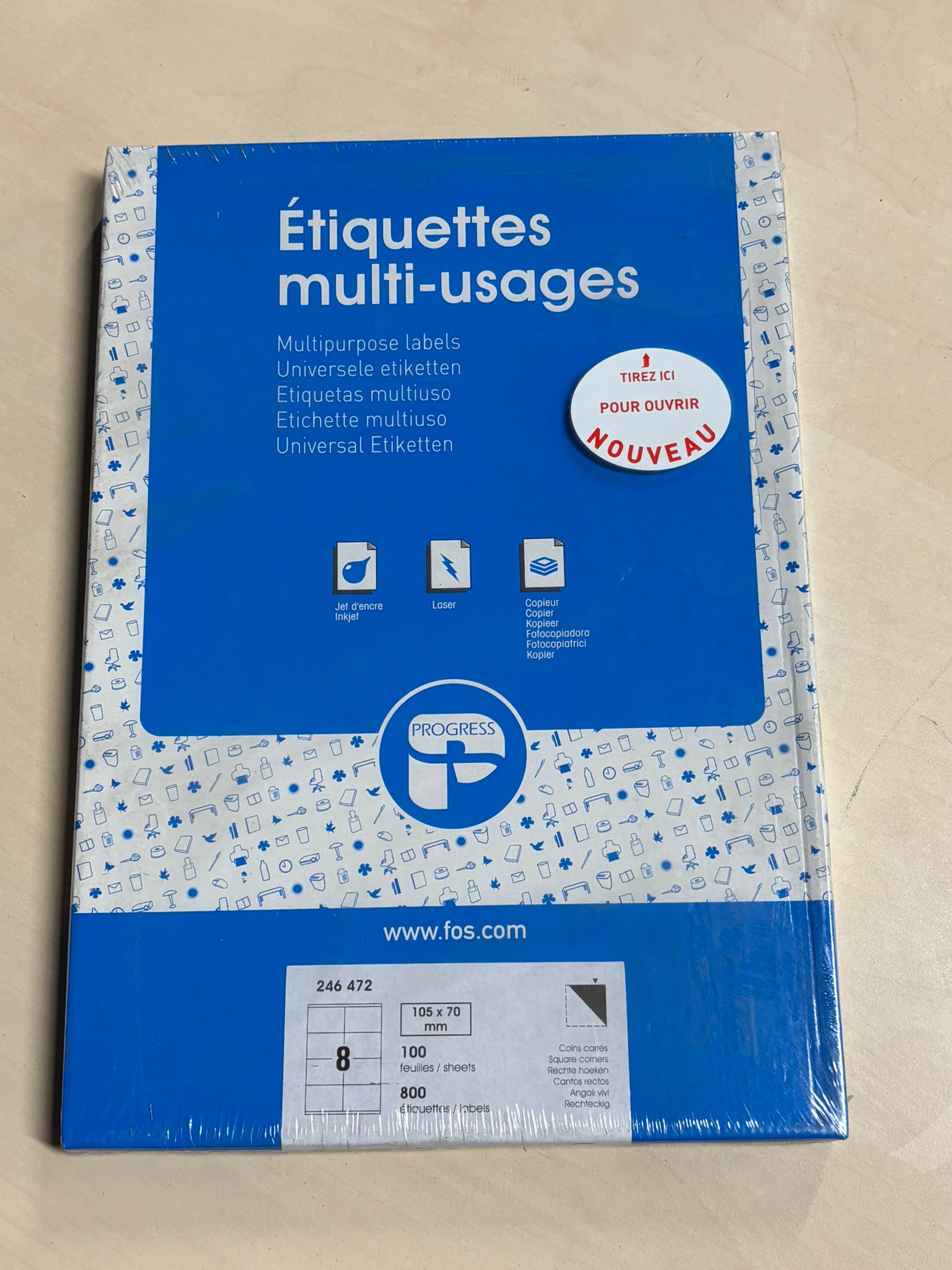 Pack de 100 feuilles d’étiquettes multi‑usage blanches – 105 x 70 mm – Format A4