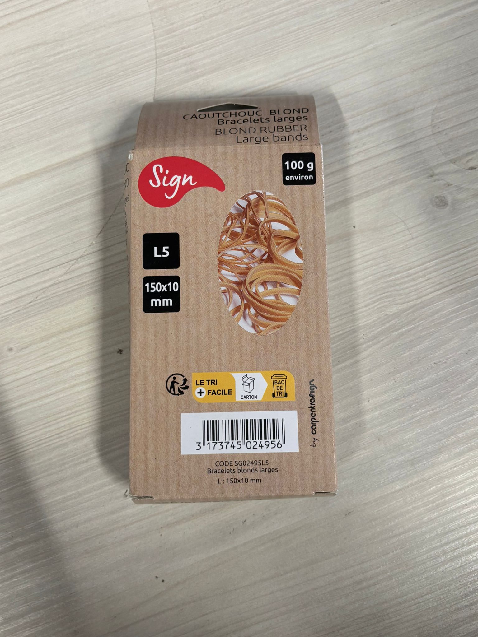 Élastiques caoutchouc blond larges – 150 x 10 mm – 100 g