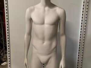Mannequin homme complet sur socle – Fibre de verre crème mat – H 196 cm