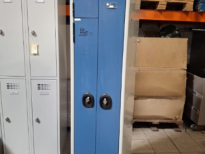 Bloc vestiaire 2 portes – Bleu et gris – Fermeture cadenas – H180 x L40 x P50 cm