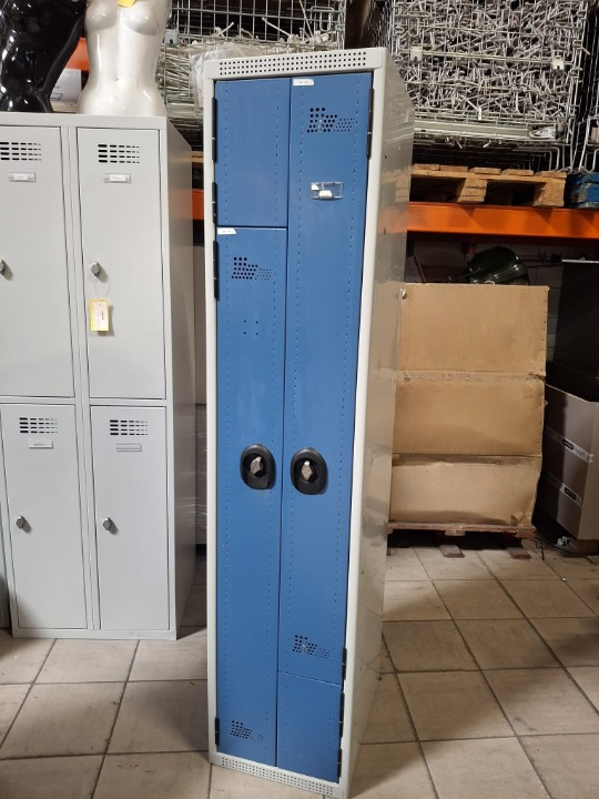 Bloc vestiaire 2 portes – Bleu et gris – Fermeture cadenas – H180 x L40 x P50 cm