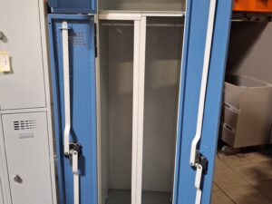 Bloc vestiaire 2 portes – Bleu et gris – Fermeture cadenas – H180 x L40 x P50 cm