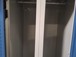 Bloc vestiaire 2 portes – Bleu et gris – Fermeture cadenas – H180 x L40 x P50 cm
