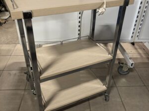 Desserte en bois sur roulettes – Structure métallique grise – L73 x P35 x H89 cm