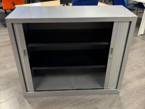 Armoire de bureau métallique sans clé grise – L120 x l43 x H100 cm