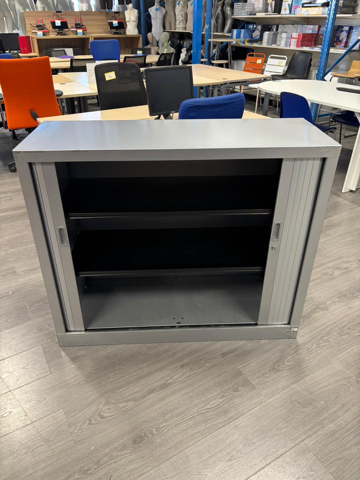 Armoire de bureau métallique sans clé grise – L120 x l43 x H100 cm