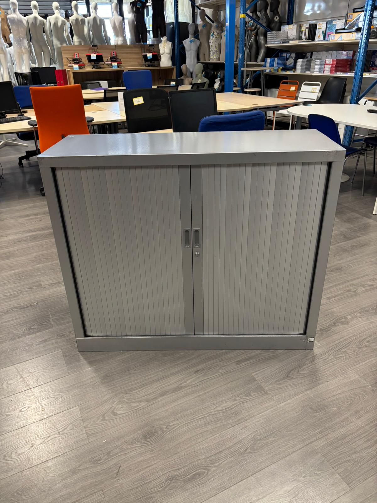 Armoire de bureau métallique sans clé grise – L120 x l43 x H100 cm