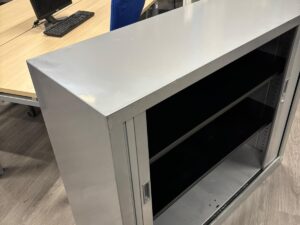 Armoire de bureau métallique sans clé grise – L120 x l43 x H100 cm