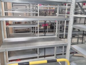 Lot de 2 étagères de stockage métalliques grises – 12 tablettes – H220 x P50 x L200 cm