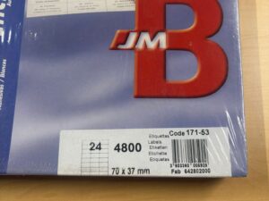 Étiquettes adhésives blanches Bruneau format A4 – 70 x 37 mm (lot de 200 feuilles)