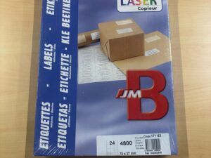 Étiquettes adhésives blanches Bruneau format A4 – 70 x 37 mm (lot de 200 feuilles)