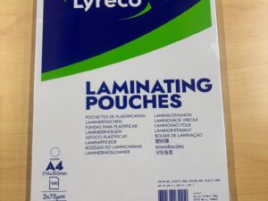 Pochettes de plastification brillantes Lyreco format A4 – 216 x 303 mm (lot de 100)