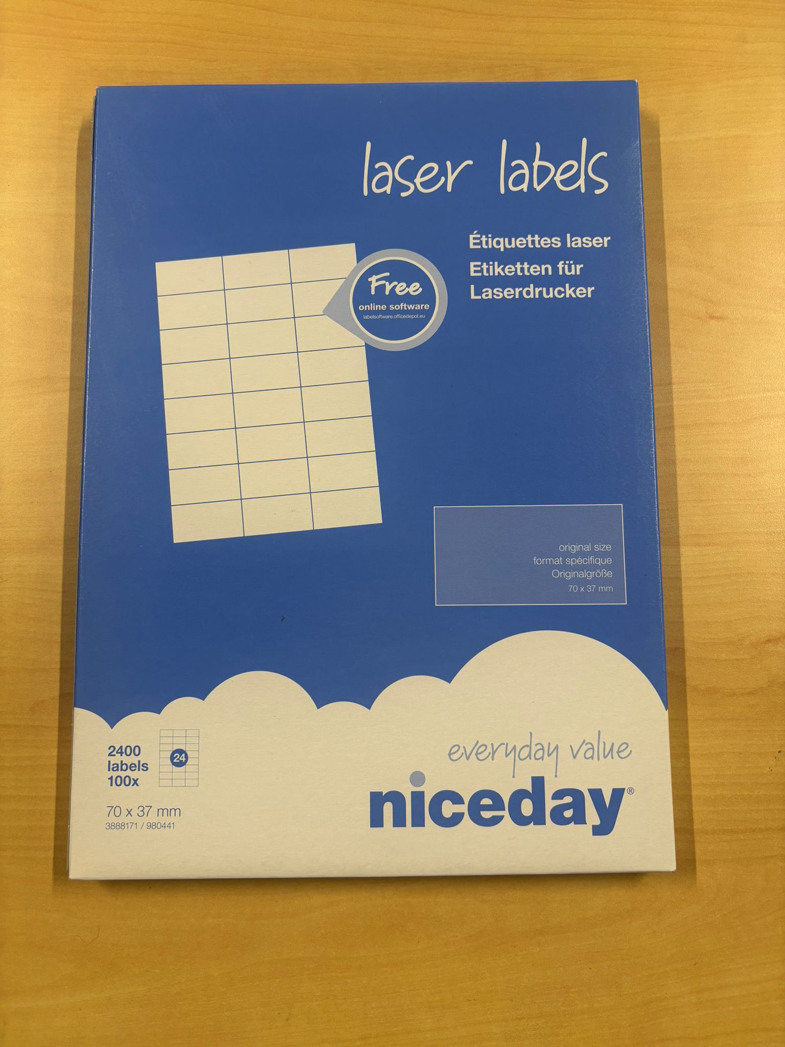 Étiquettes laser Niceday – 70 x 37 mm (lot de 100 / 2400 étiquettes)