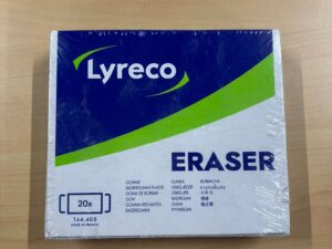 Lot de 20 gommes blanches Lyreco – neuves