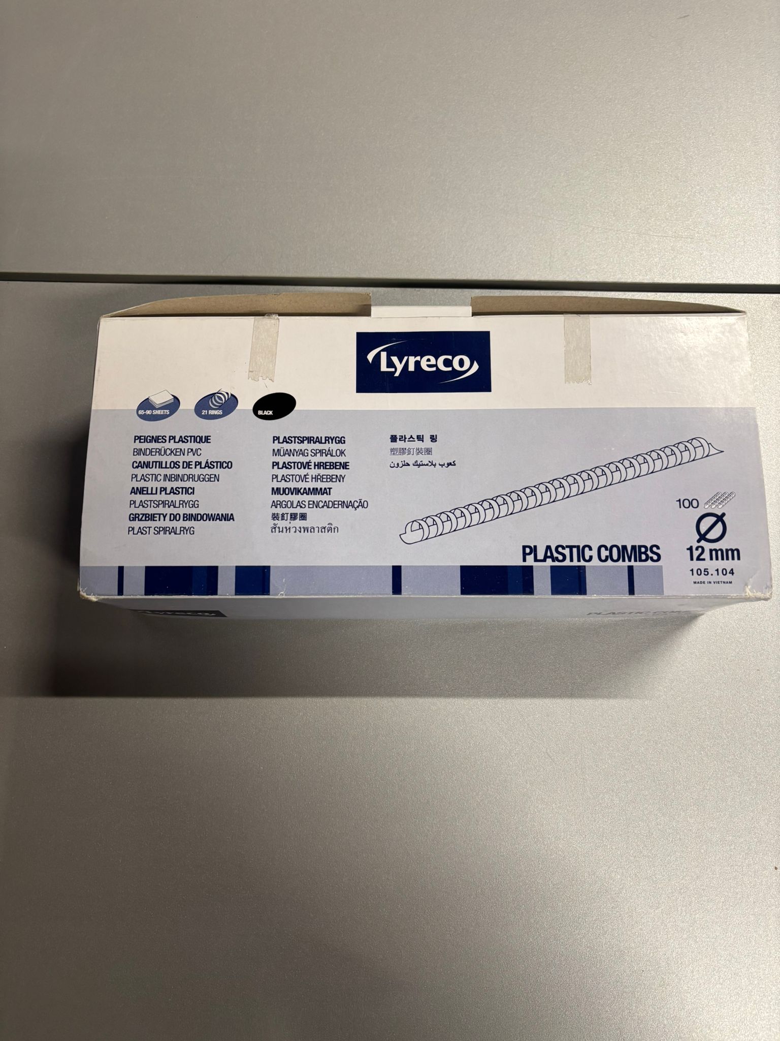 Lot de 100 peignes de reliure plastiques noirs 12 mm Lyreco – 21 anneaux