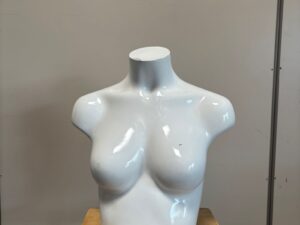 Mannequin buste femme blanc brillant en fibre de verre – H43 cm