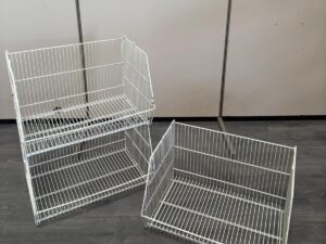 Lot de 3 bacs de rangement métalliques blancs – L62 x l43 x P36 cm