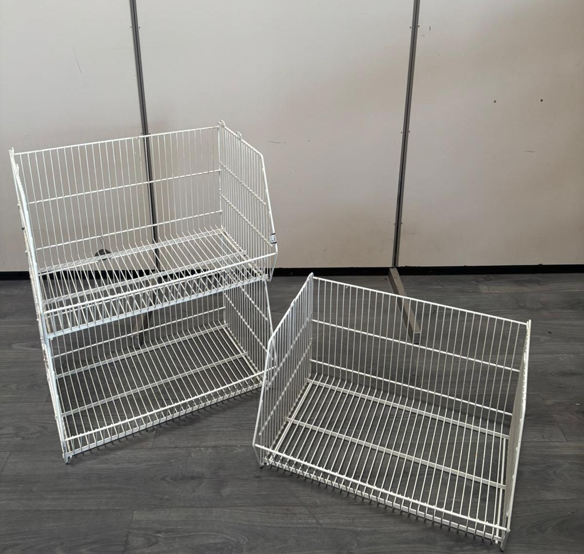 Lot de 3 bacs de rangement métalliques blancs – L62 x l43 x P36 cm