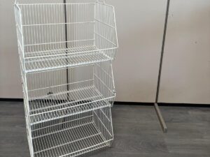 Lot de 3 bacs de rangement métalliques blancs – L62 x l43 x P36 cm
