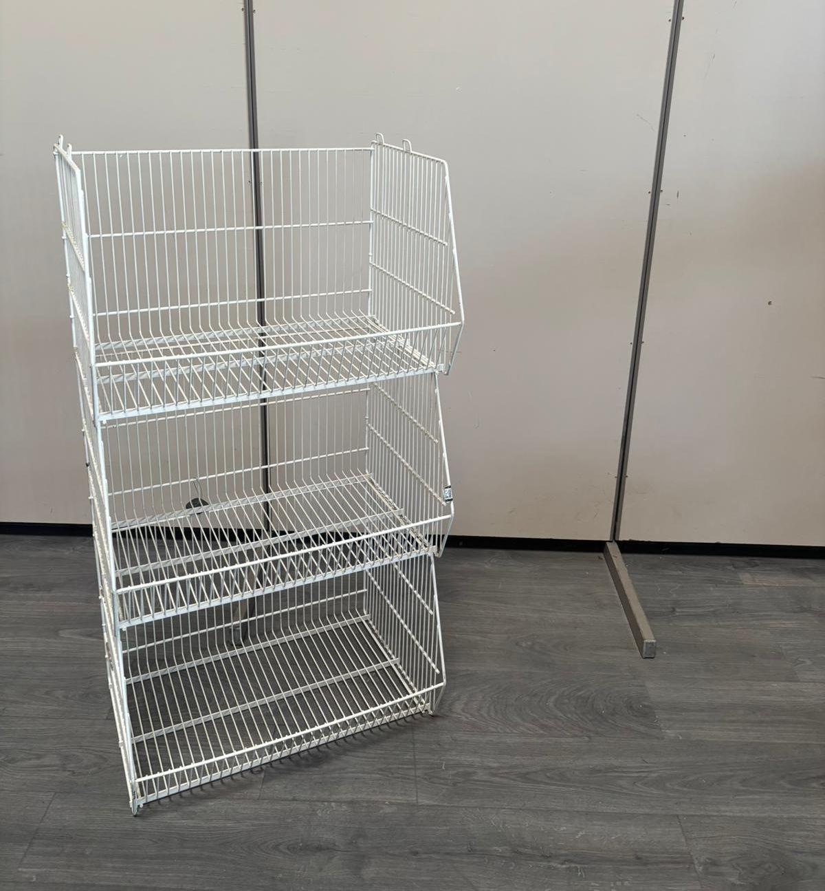 Lot de 3 bacs de rangement métalliques blancs – L62 x l43 x P36 cm