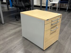 Caisson de bureau sur roulettes bois et métal – L42 x P59 x H51 cm