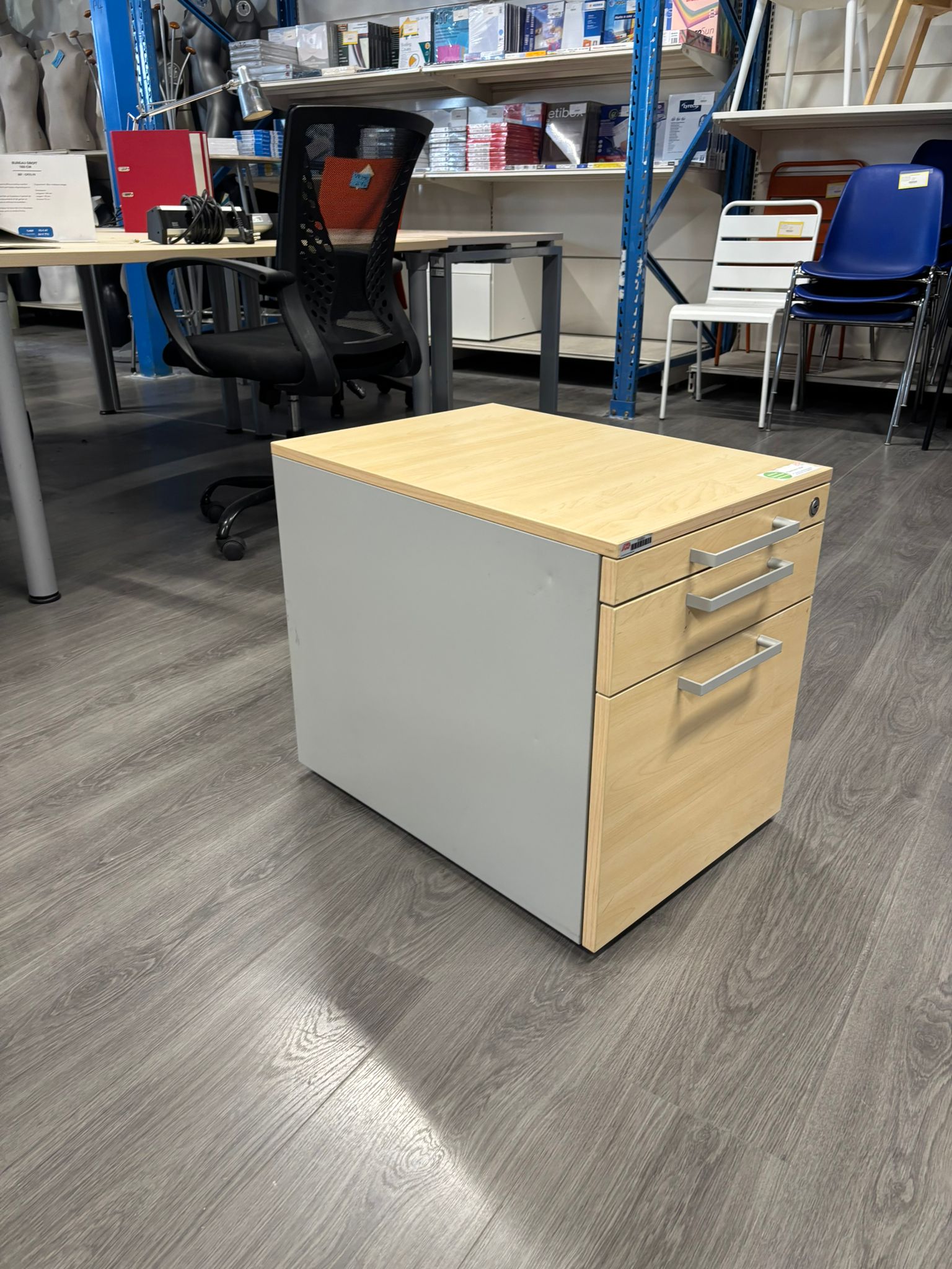 Caisson de bureau sur roulettes bois et métal – L42 x P59 x H51 cm