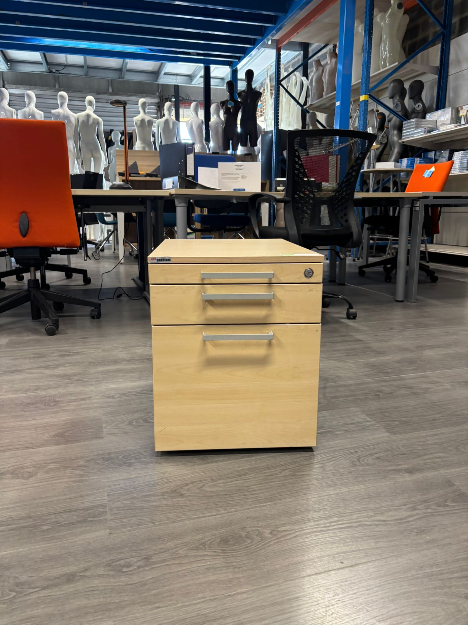 Caisson de bureau sur roulettes bois et métal – L42 x P59 x H51 cm