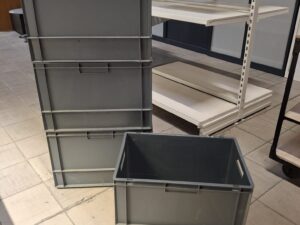 Caisse de manutention gris anthracite avec poignées – L59,5 x l40 x P40 cm