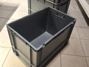 Caisse de manutention gris anthracite avec poignées – L59,5 x l40 x P40 cm