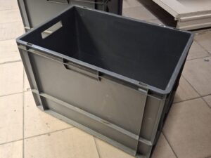 Caisse de manutention gris anthracite avec poignées – L59,5 x l40 x P40 cm