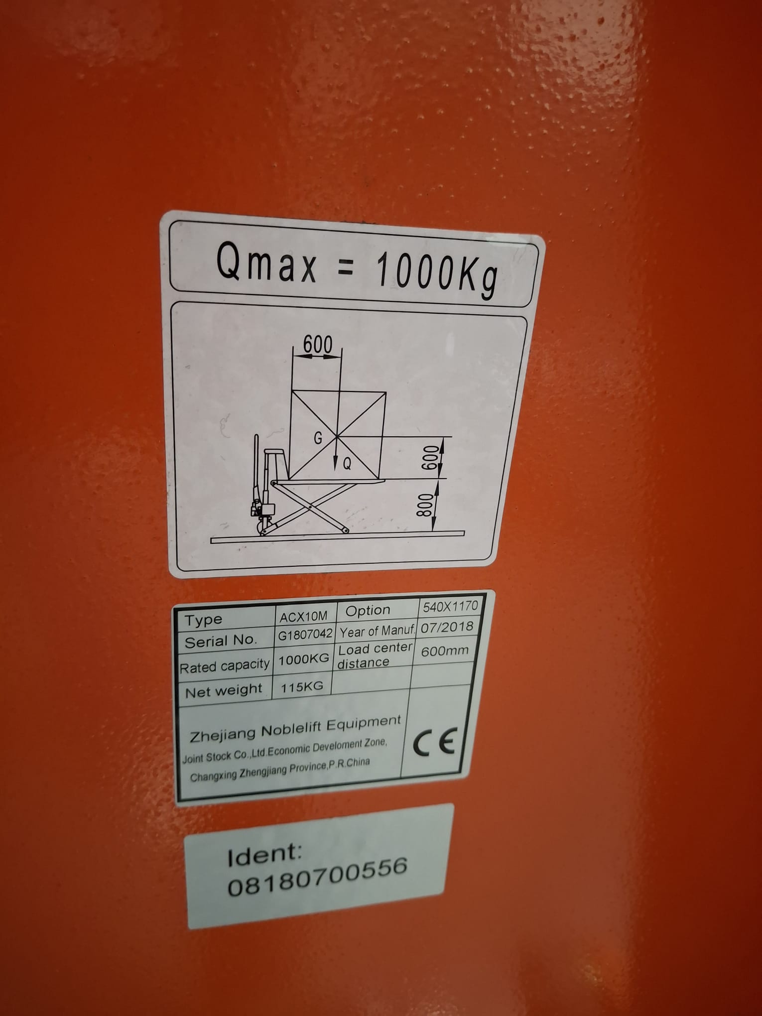 Transpalette manuel orange 1000 kg avec stabilisateurs