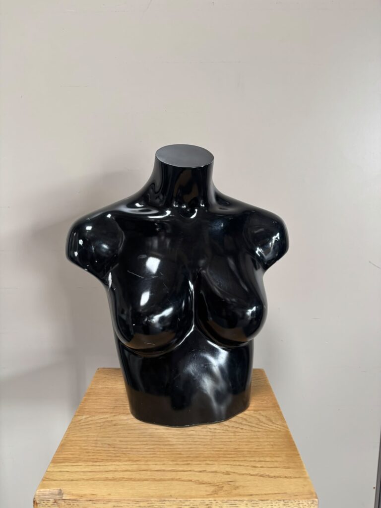Mannequin buste femme noir brillant – H41 x L39 cm