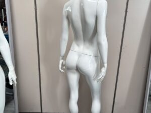 Mannequin femme complet blanc brillant sur socle en verre – H188 cm