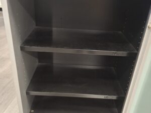 Armoire de bureau avec portes coulissantes – Métal, bois et verre – L150 x P51 x H105 cm
