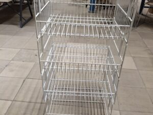 Lot de 4 bacs corbeilles empilables métalliques blancs – H90 x L47 x P40 cm