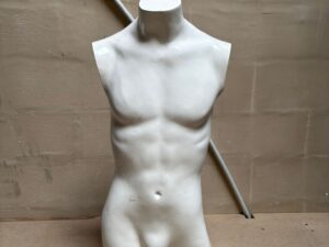 Buste homme blanc brillant en fibre de verre – H80 cm