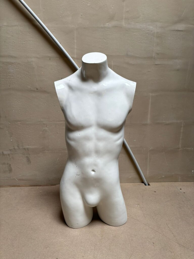Buste homme blanc brillant en fibre de verre – H80 cm