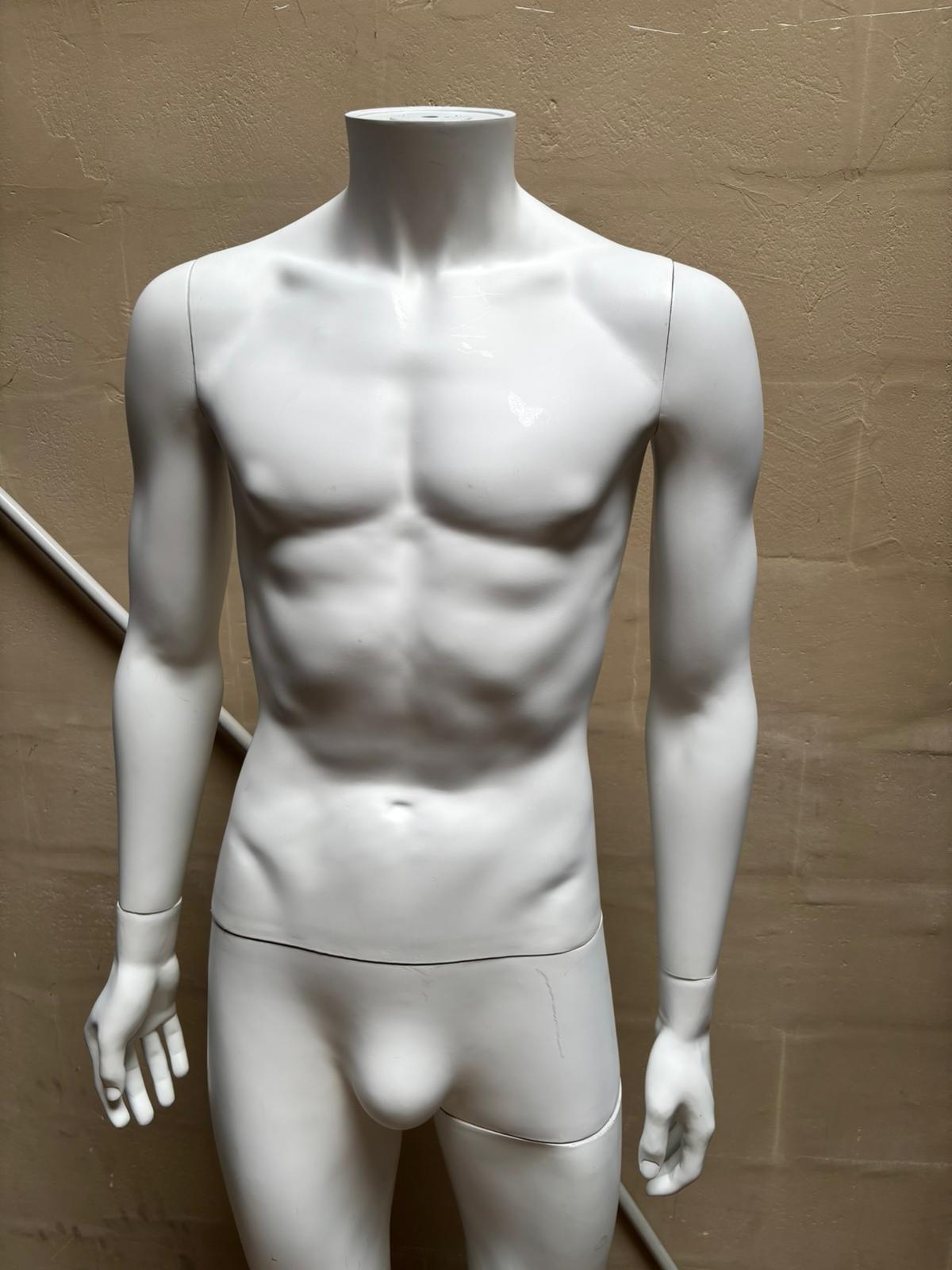 Mannequin homme sur socle en verre blanc mat – H169 cm