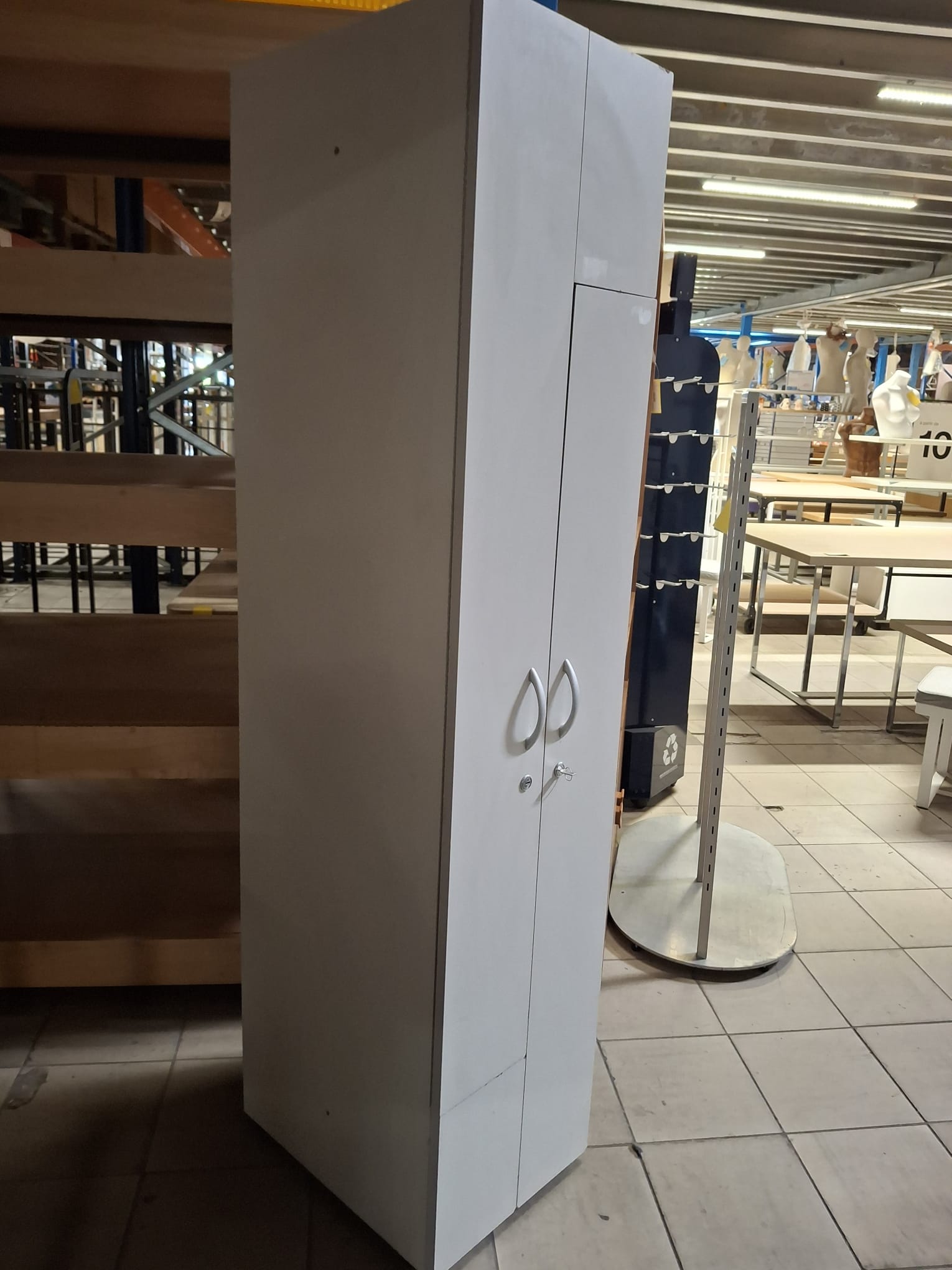 Bloc vestiaire bois gris 2 portes coulissantes – L40 x P52 x H185 cm