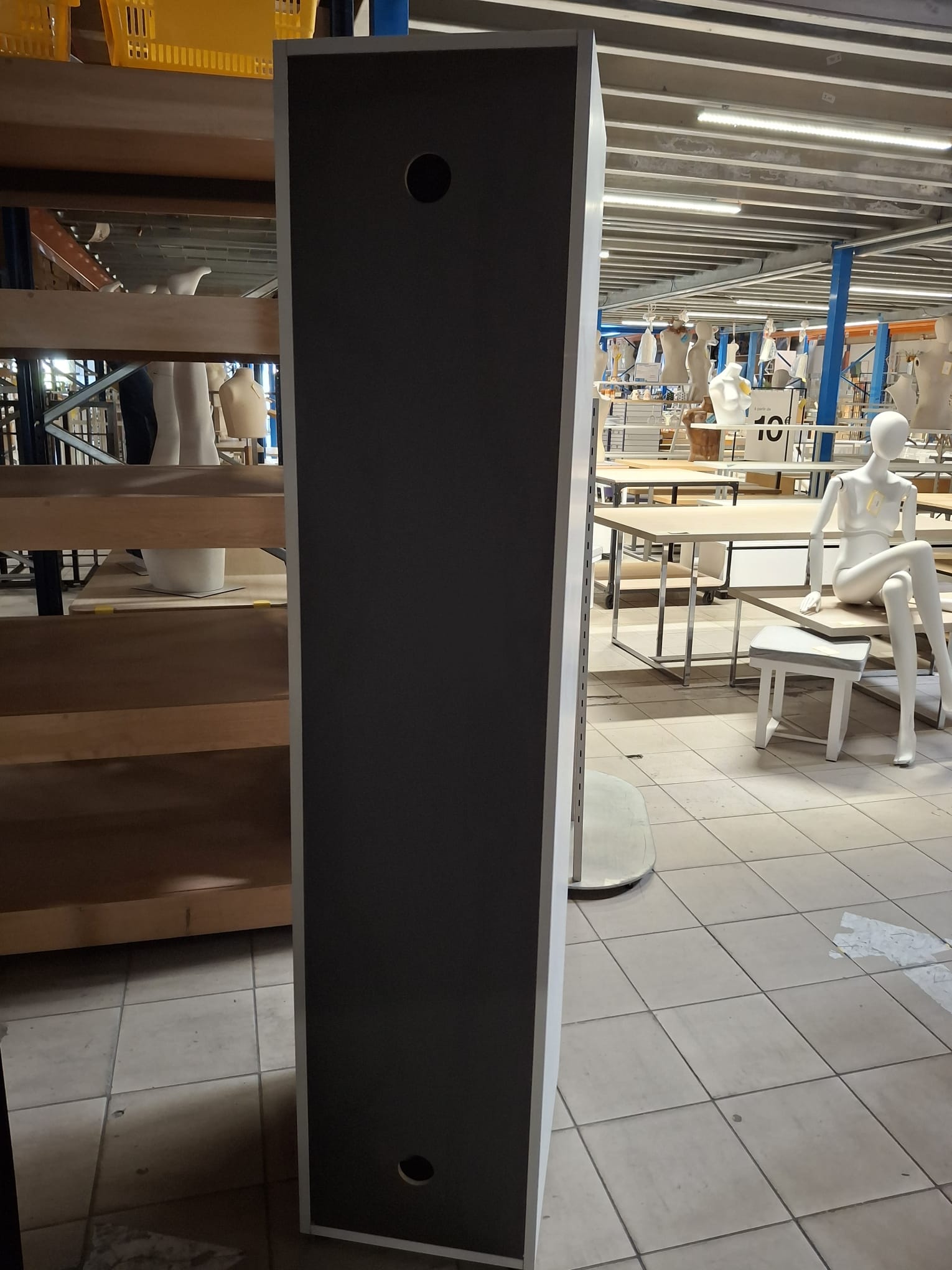 Bloc vestiaire bois gris 2 portes coulissantes – L40 x P52 x H185 cm
